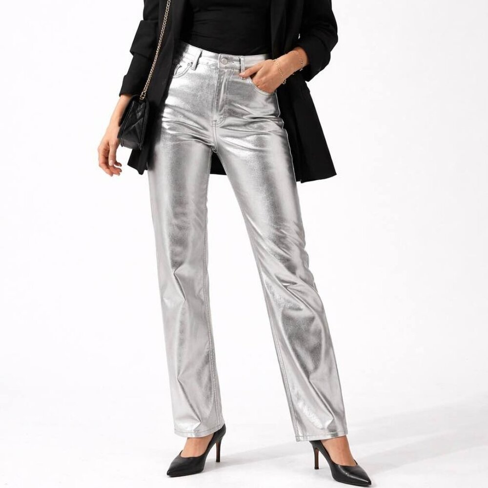 Abercrombie NWT Metallic-Minimalist The 90's Relaxed Curve Y2K Jeans [size 10L]